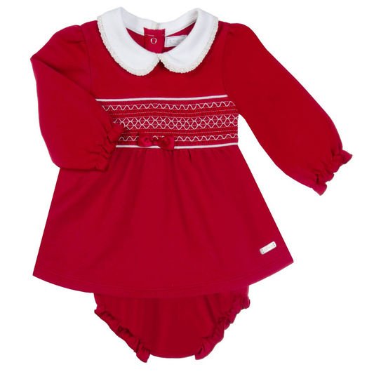 Amore Red Smock Dress & Pant Set