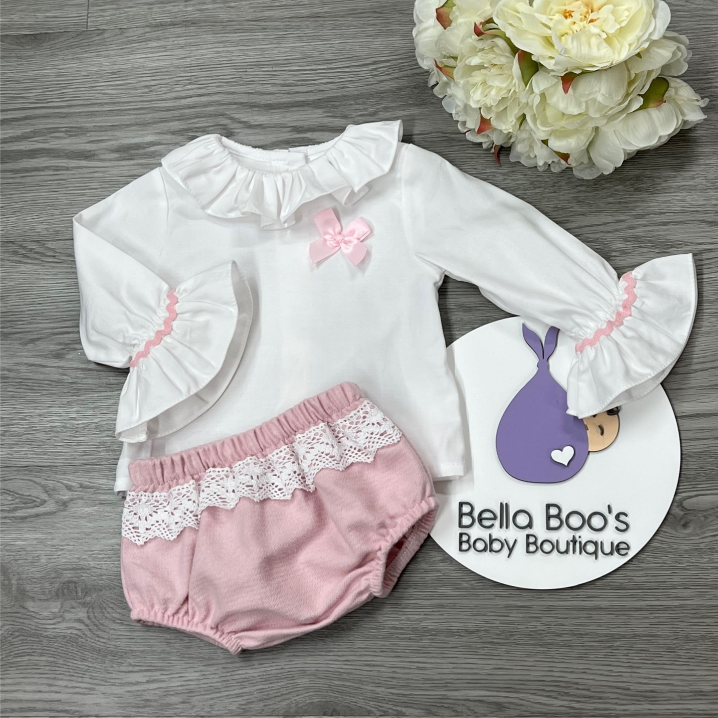 Girls Pink Bow Two Piece Set