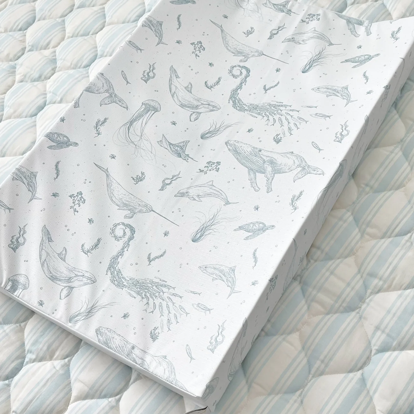 Gilded Bird Under The Sea Wedge Changing Mat - Blue