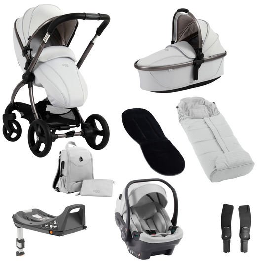 Egg3 Special Edition Luxury 8 Piece i-Size Bundle - Houndstooth Silver