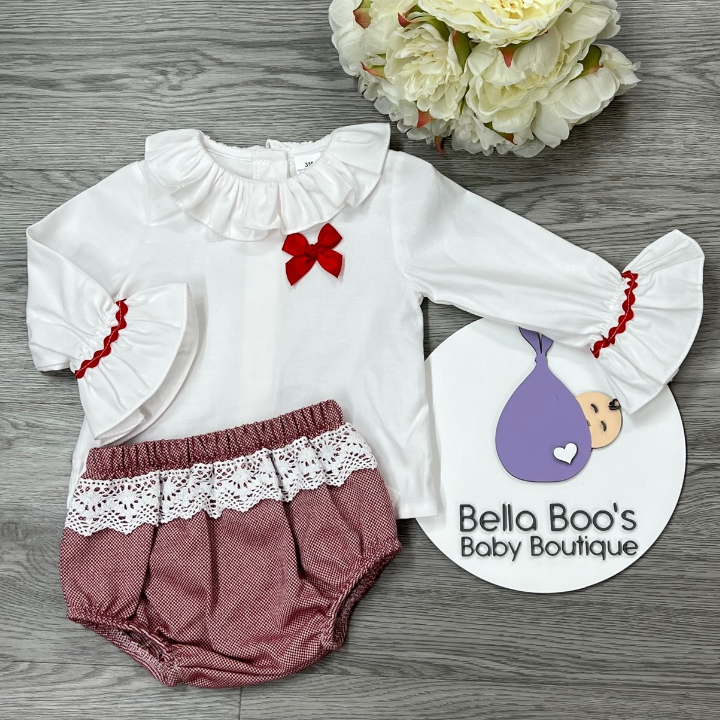Girls Red Bow Two Piece Set