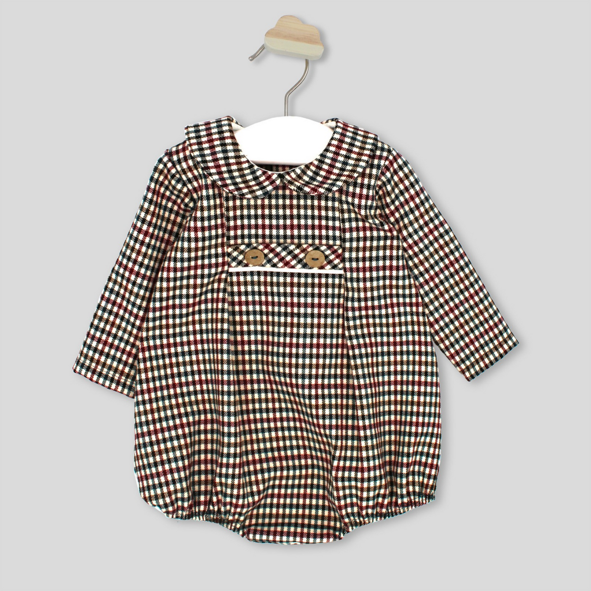 Rapife Baby Boy Burgundy Check Romper
