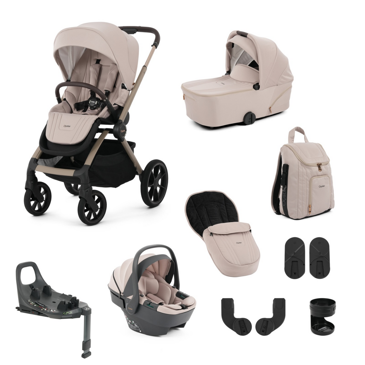 Oyster Vee Travel Car Seat Bundle - Vanilla