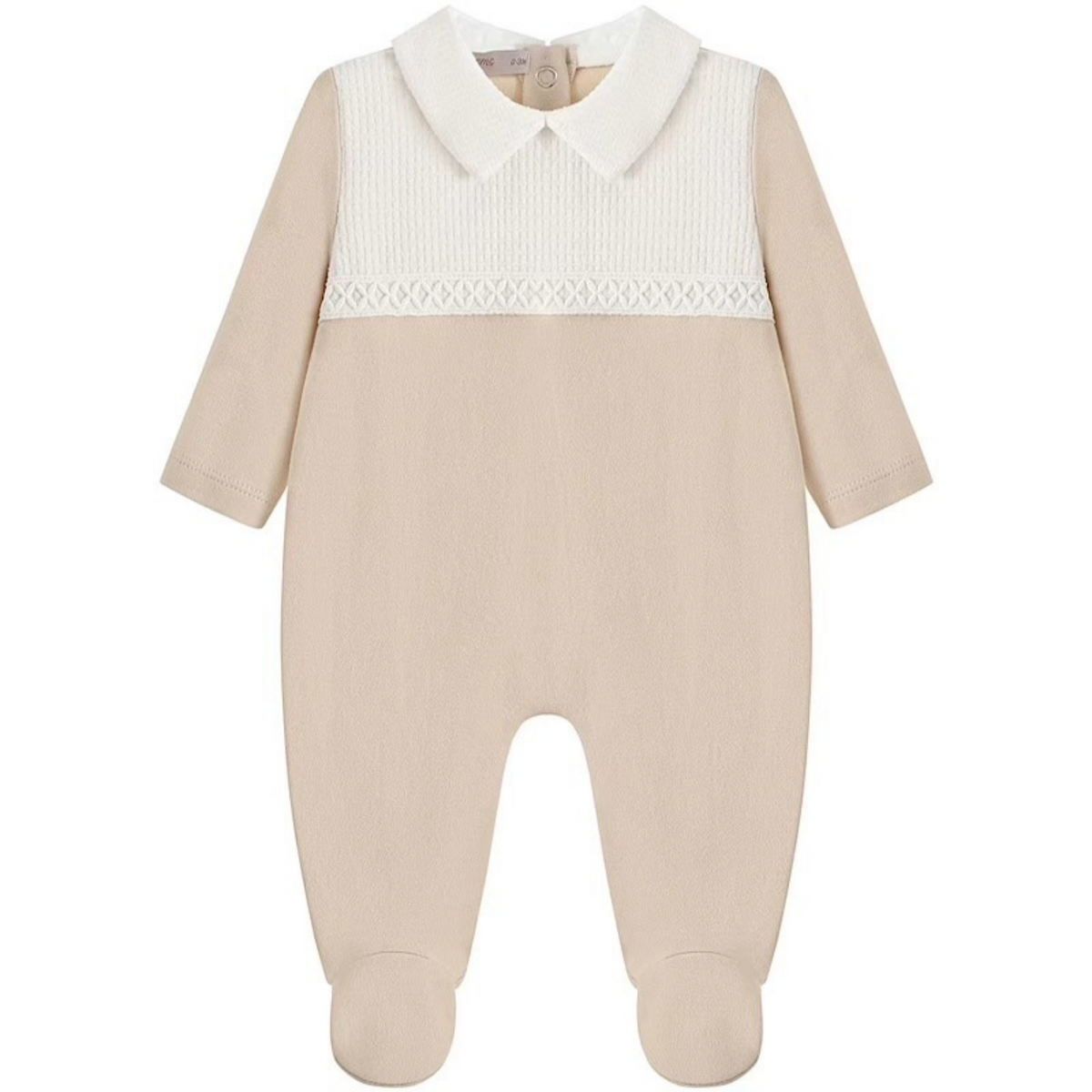 Baby Boys Beige Cotton Sleepsuit