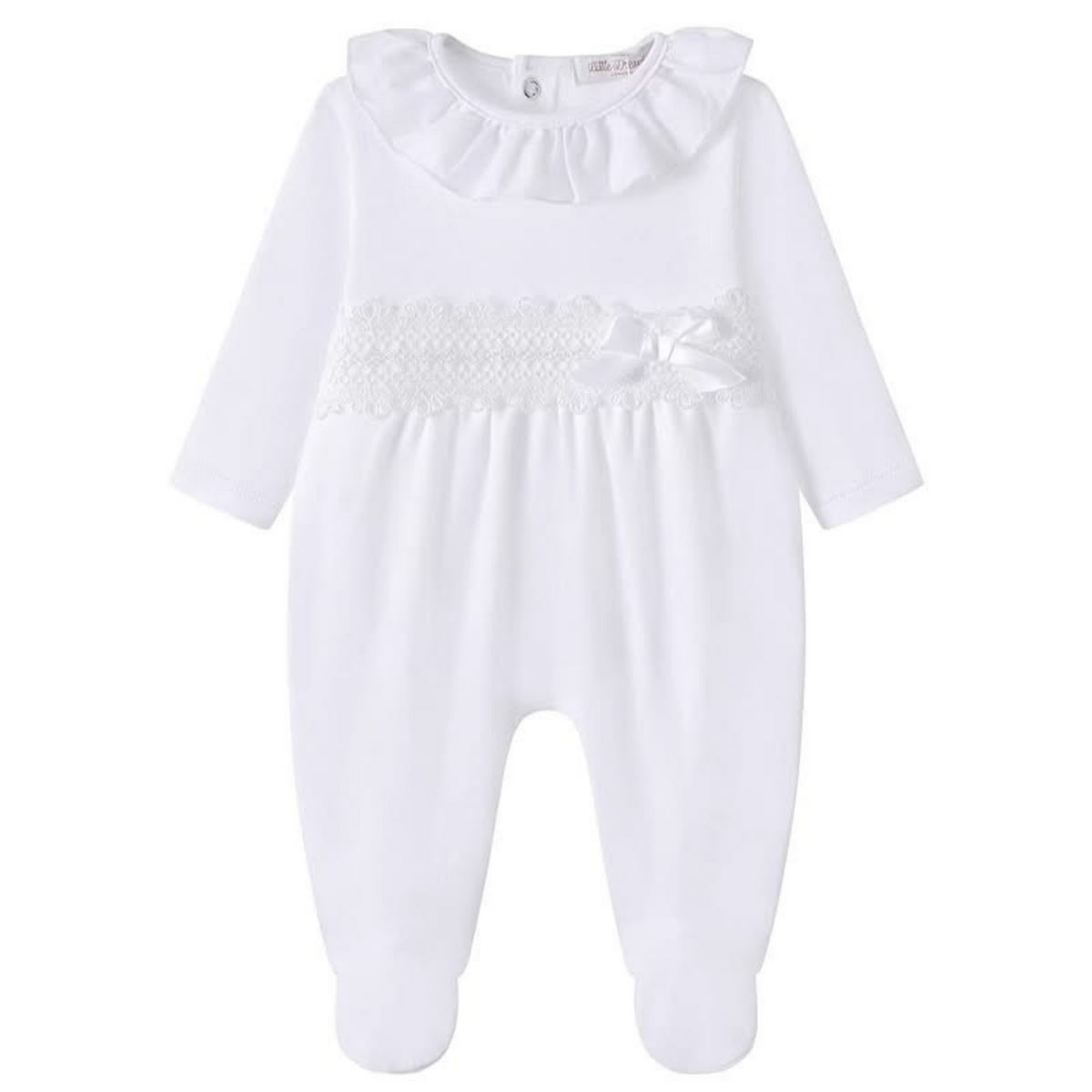 Baby Girls White Bow Sleepsuit