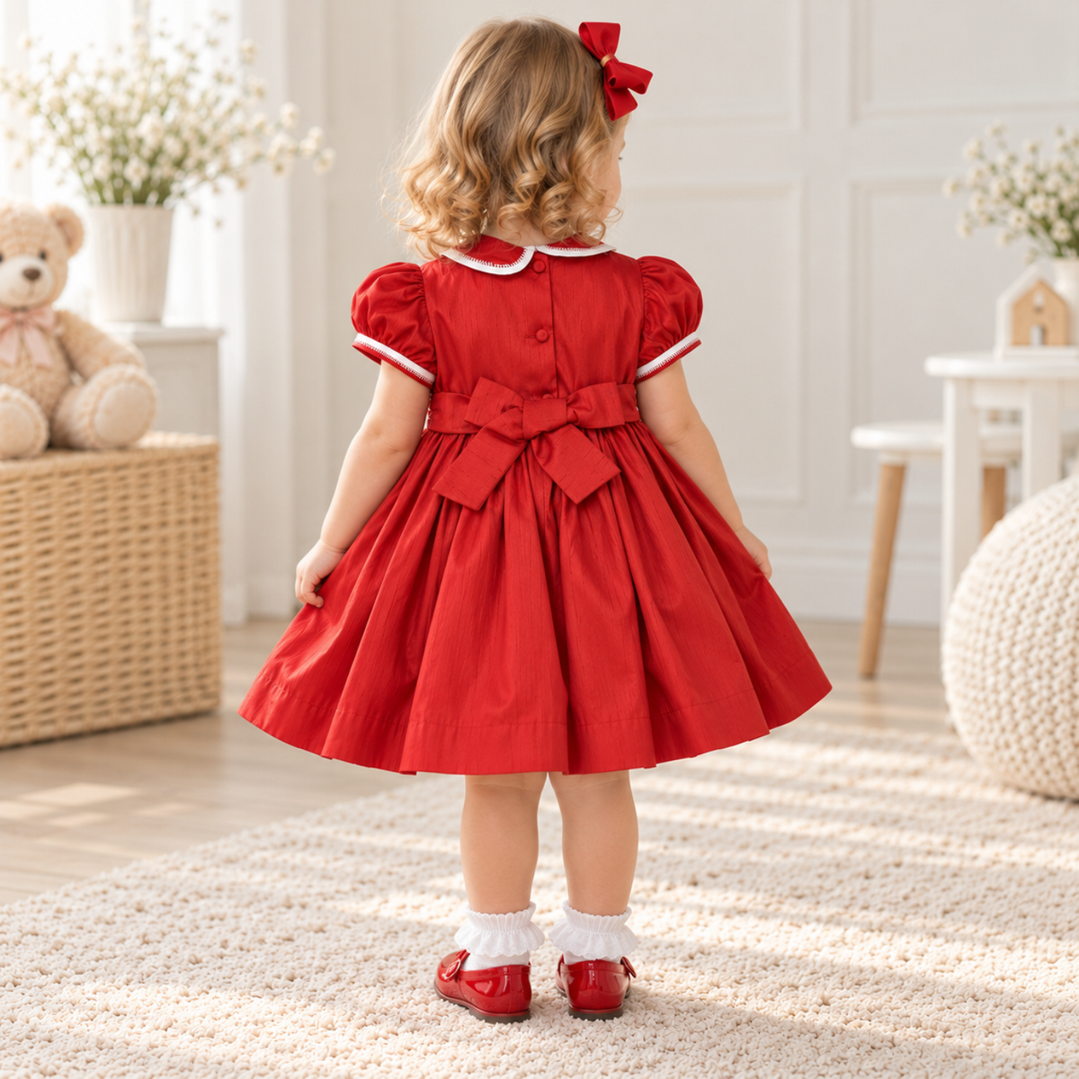 Pretty Originals Red Smock Dupion Dress