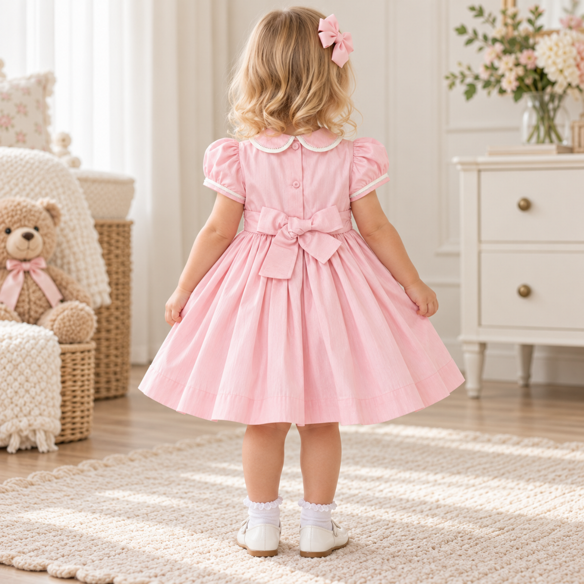 Pretty Originals Pink Smock Dupion Dress