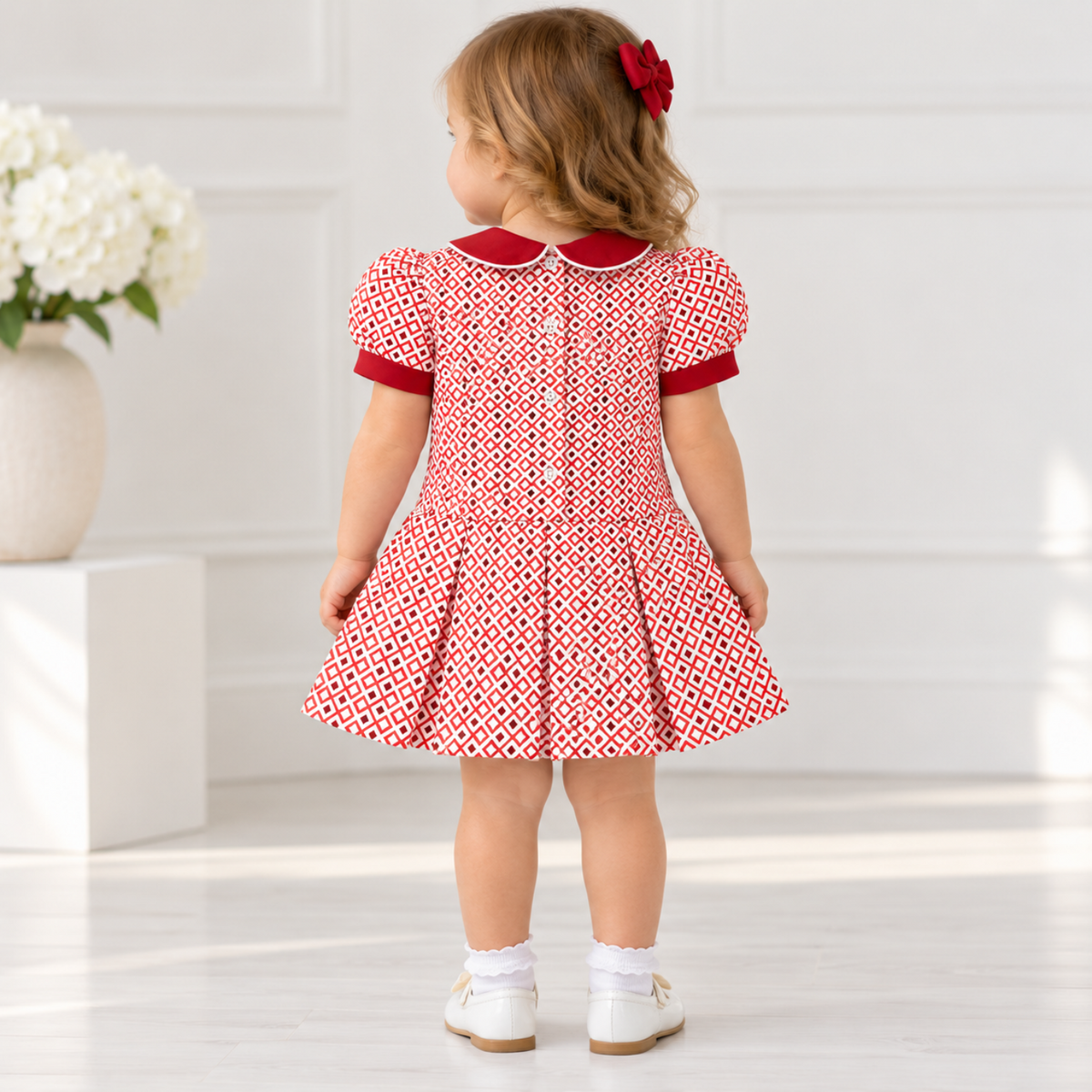 Pretty Originals Red Print Drop Waist Dress