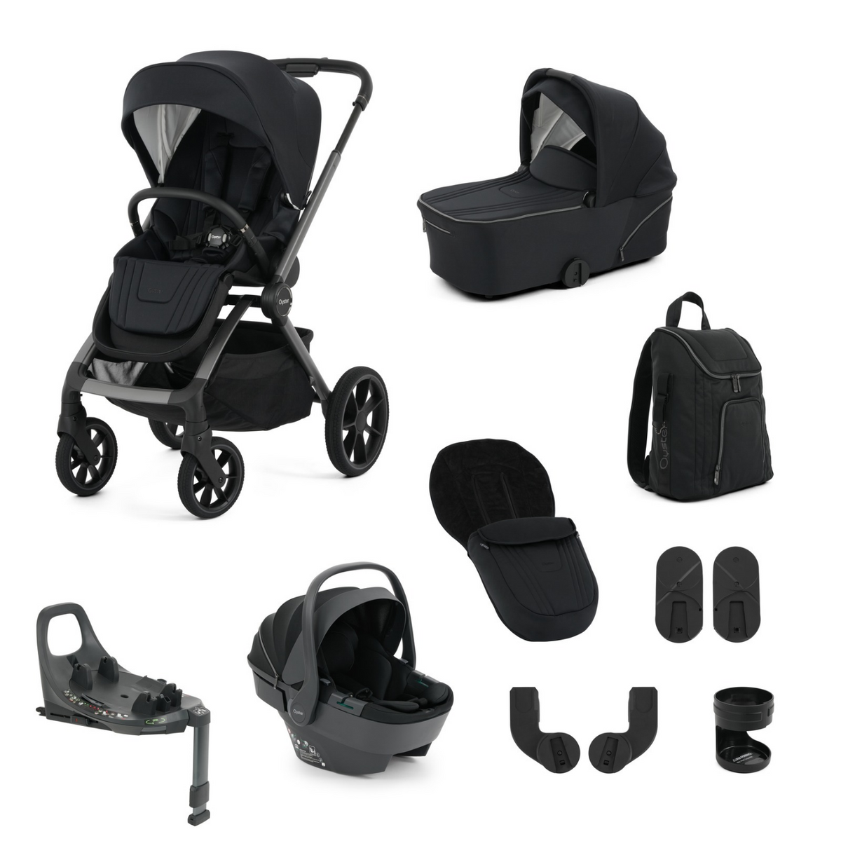 Oyster Vee Travel Car Seat Bundle - Liquorice