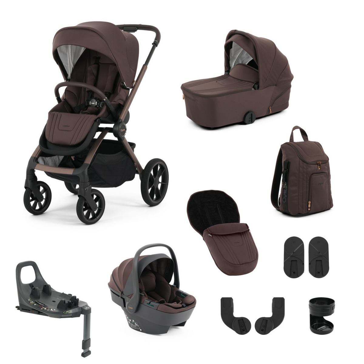Oyster Vee Travel Car Seat Bundle - Chocolate