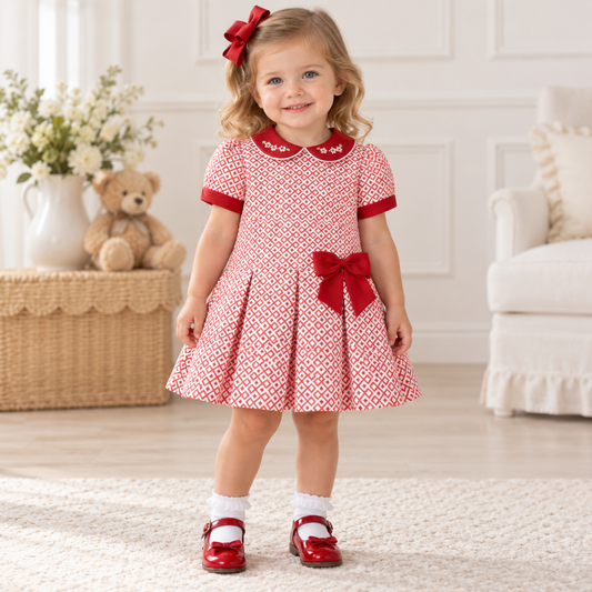 Pretty Originals Red Print Drop Waist Dress