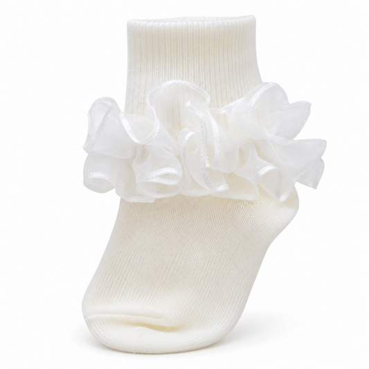 Pretty Originals Girls Cream Frilly Ankle Sock