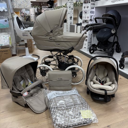 EX- DISPLAY Bebecar Stylo Class+ Combination Pram - Truffle (605) With Car Seat, Bag & Footmuff