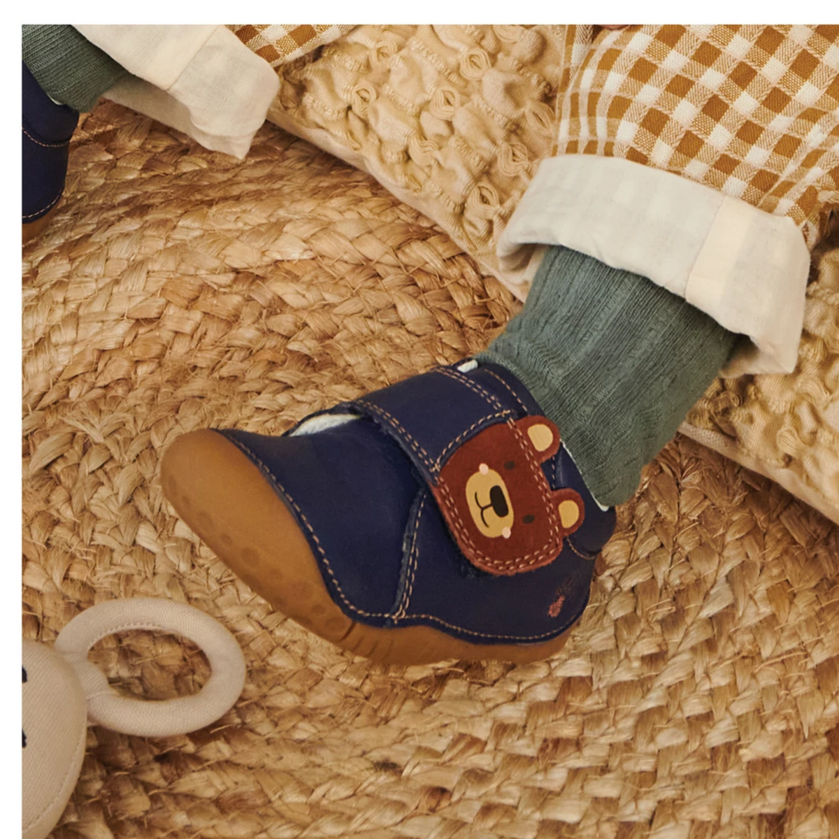 Start Rite Bear Hug French Navy Leather Rip Tape Pre Walker