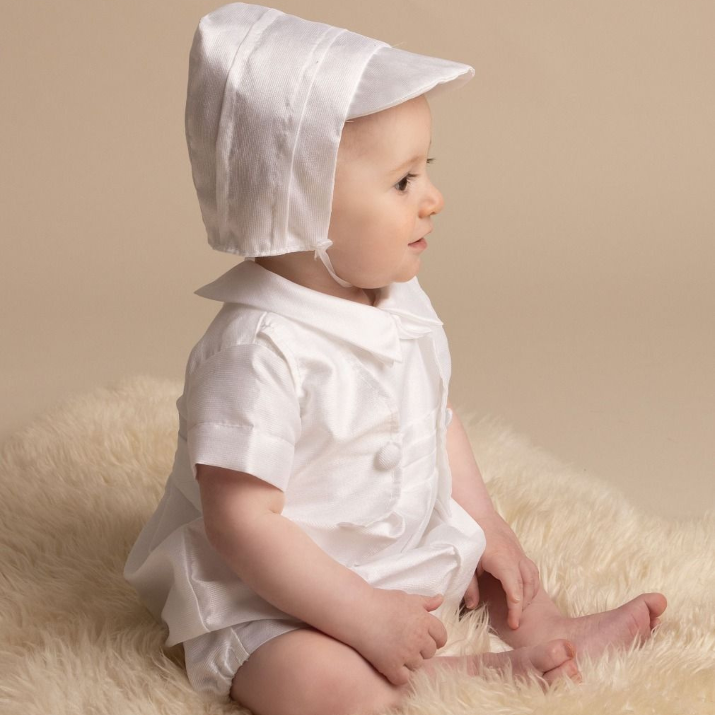 Arlo Baby Boys Christening Romper With Hat
