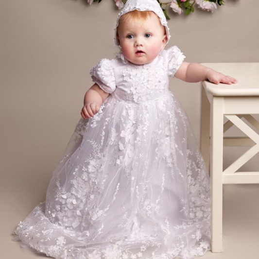 Baby Girls Racheal Christening Gown White