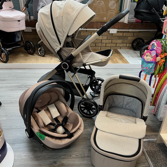 EX-DISPLAY My Babiie MB250i Billie Faiers i Size Travel System - Oatmeal Herringbone