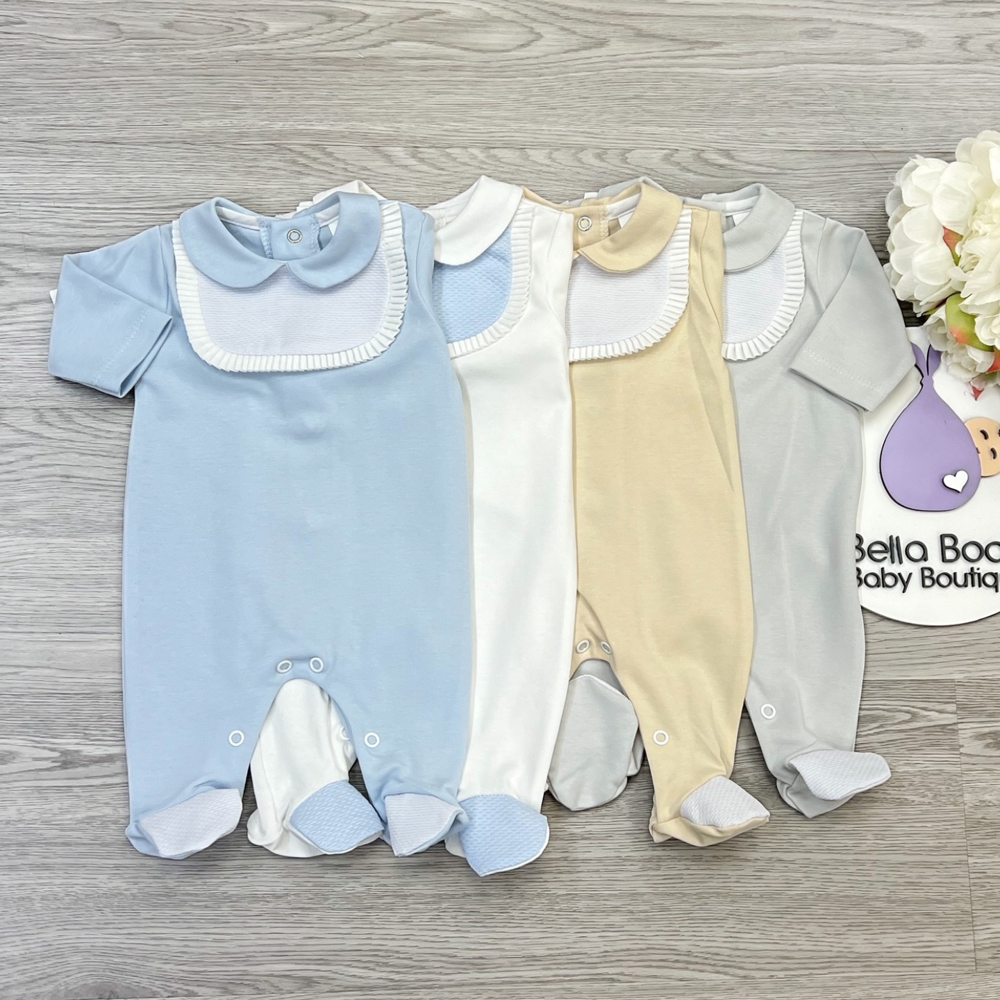 Baby Boys White/Blue Sleepsuit