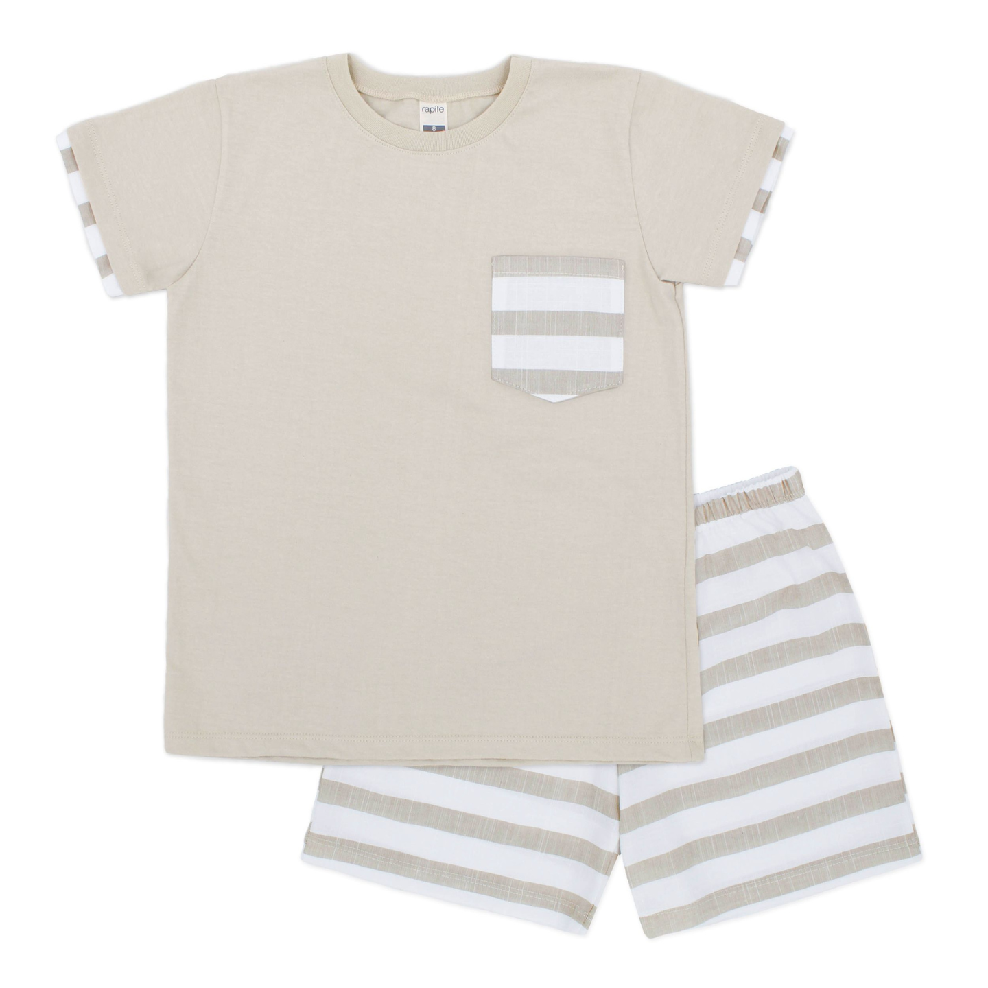 Rapife Boys Camel Stripe Short Set 5940