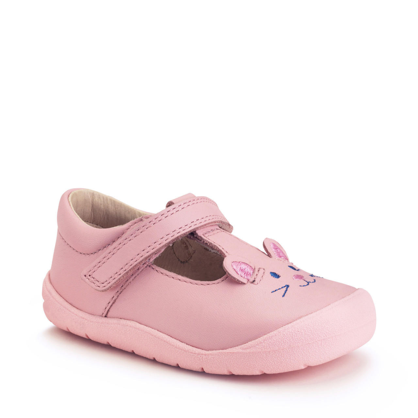 Start Rite Fellow Pink Leather Cat Girls Riptape First Walking Shoe