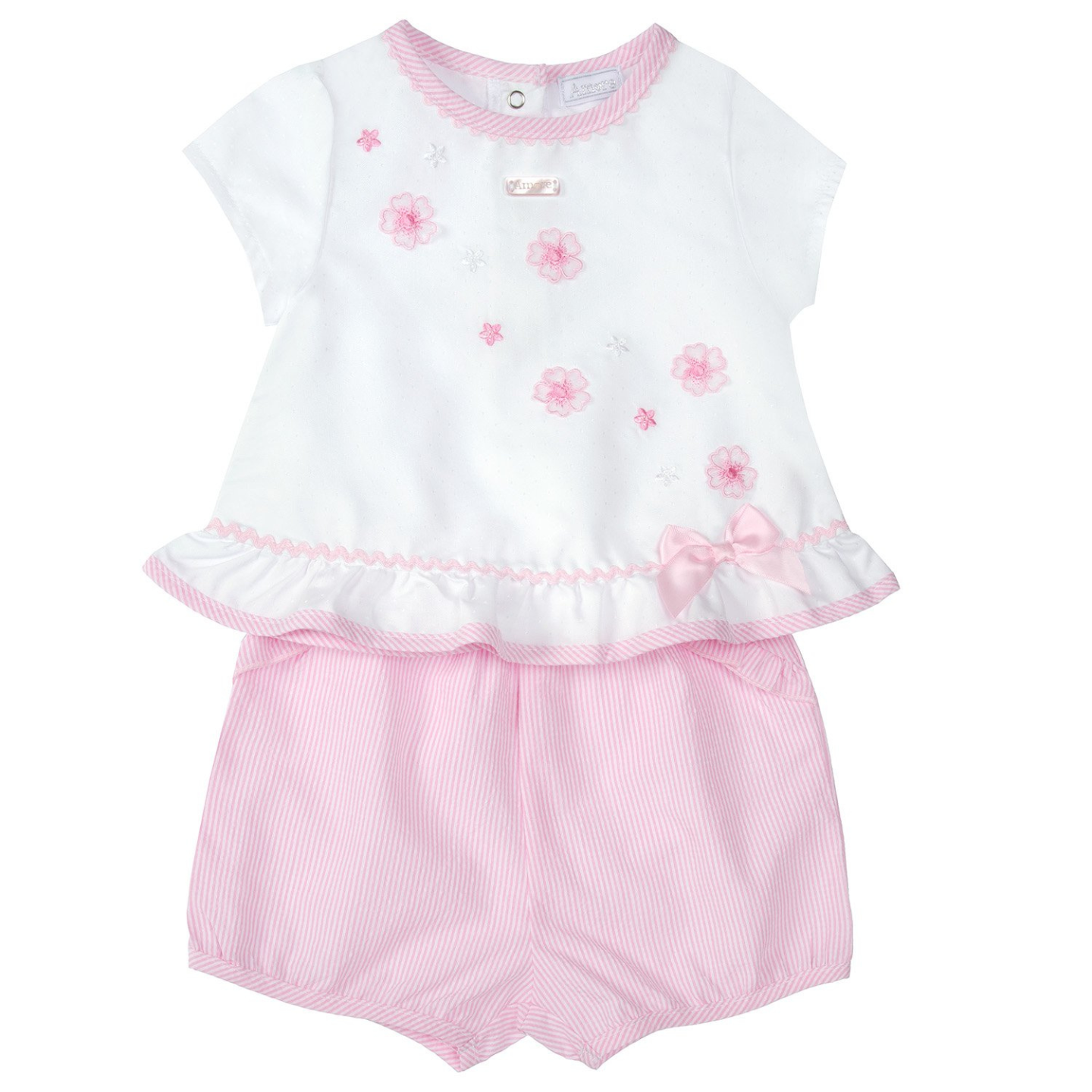 Amore Baby Girls Pink Flower Two Piece Set