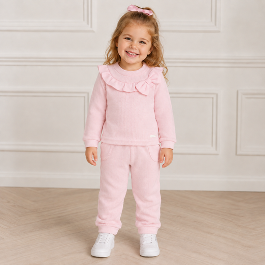Amore Girls Pink Knitted Trouser Set