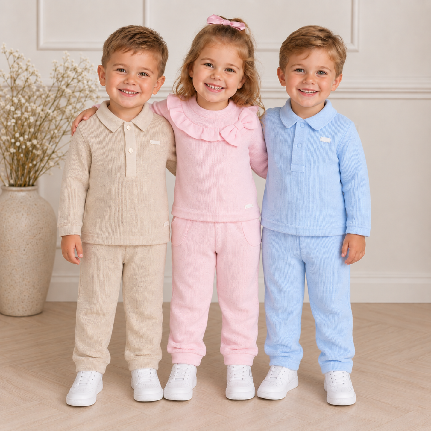 Amore Girls Pink Knitted Trouser Set