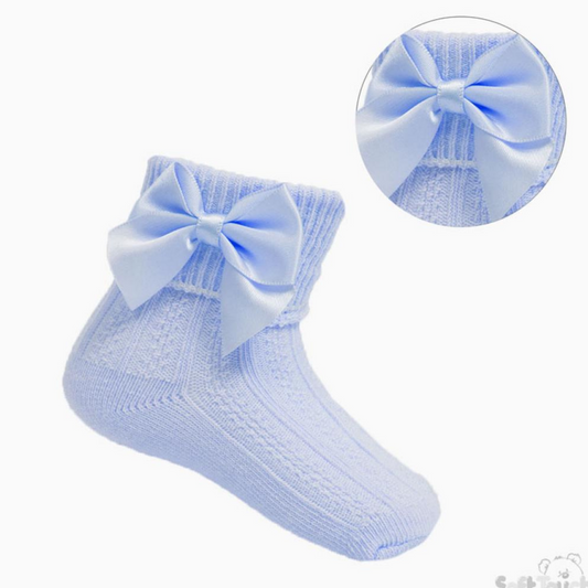 Girls Blue Bow Ankle Sock