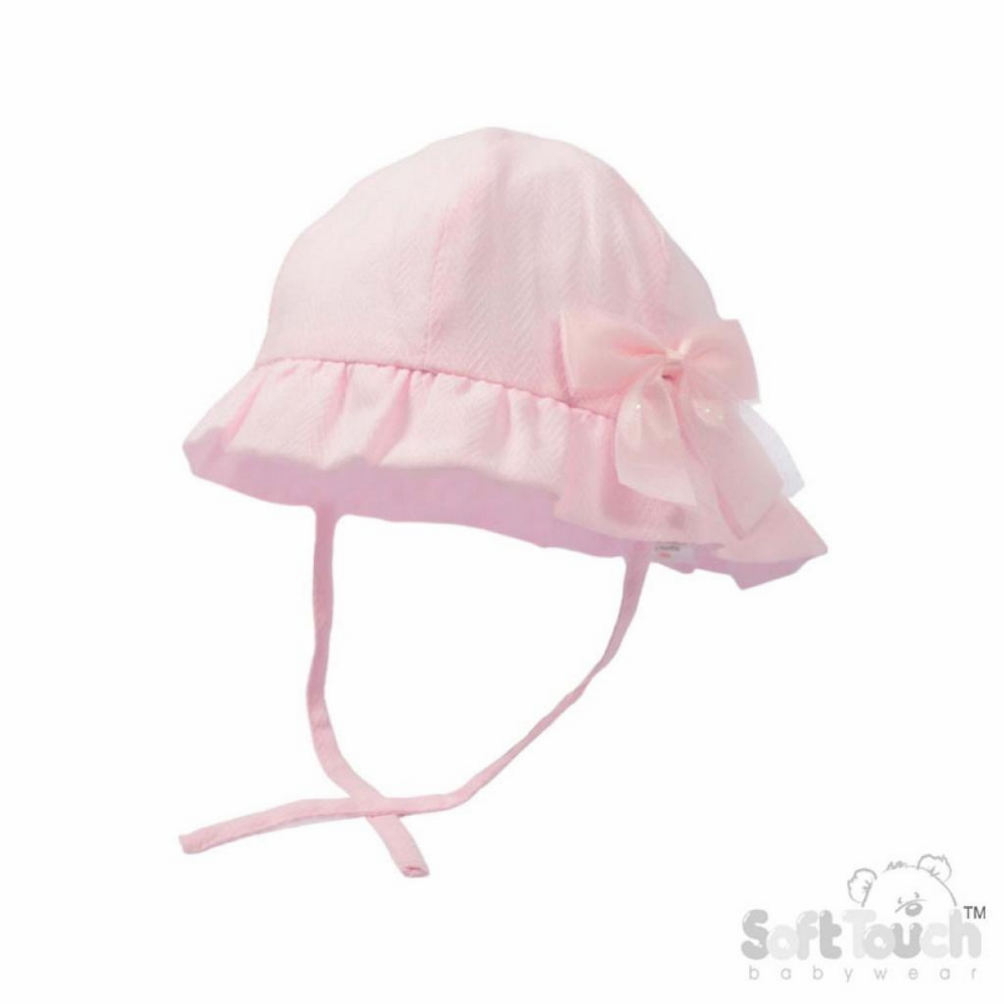 Girls Pink Bow Sun Hat