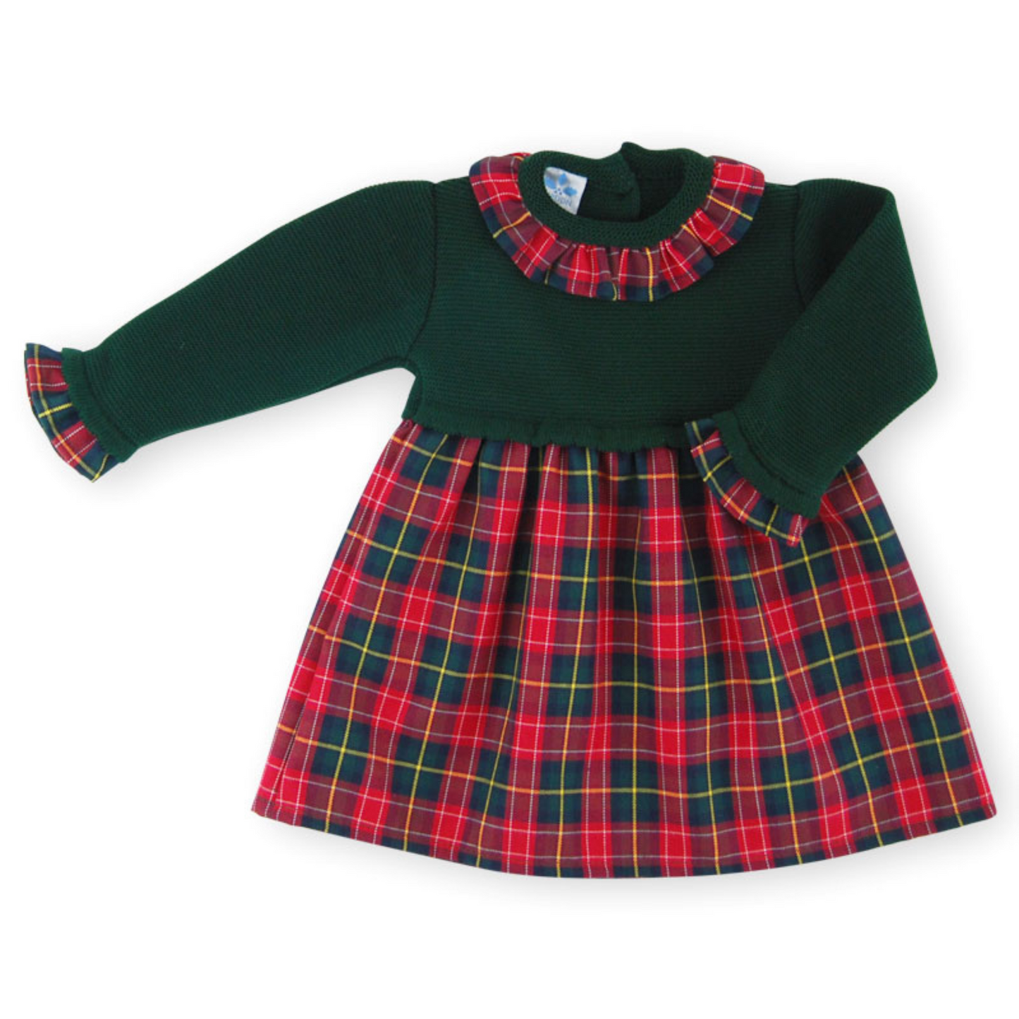 Sardon Girls Green/Red Check Winter Dress