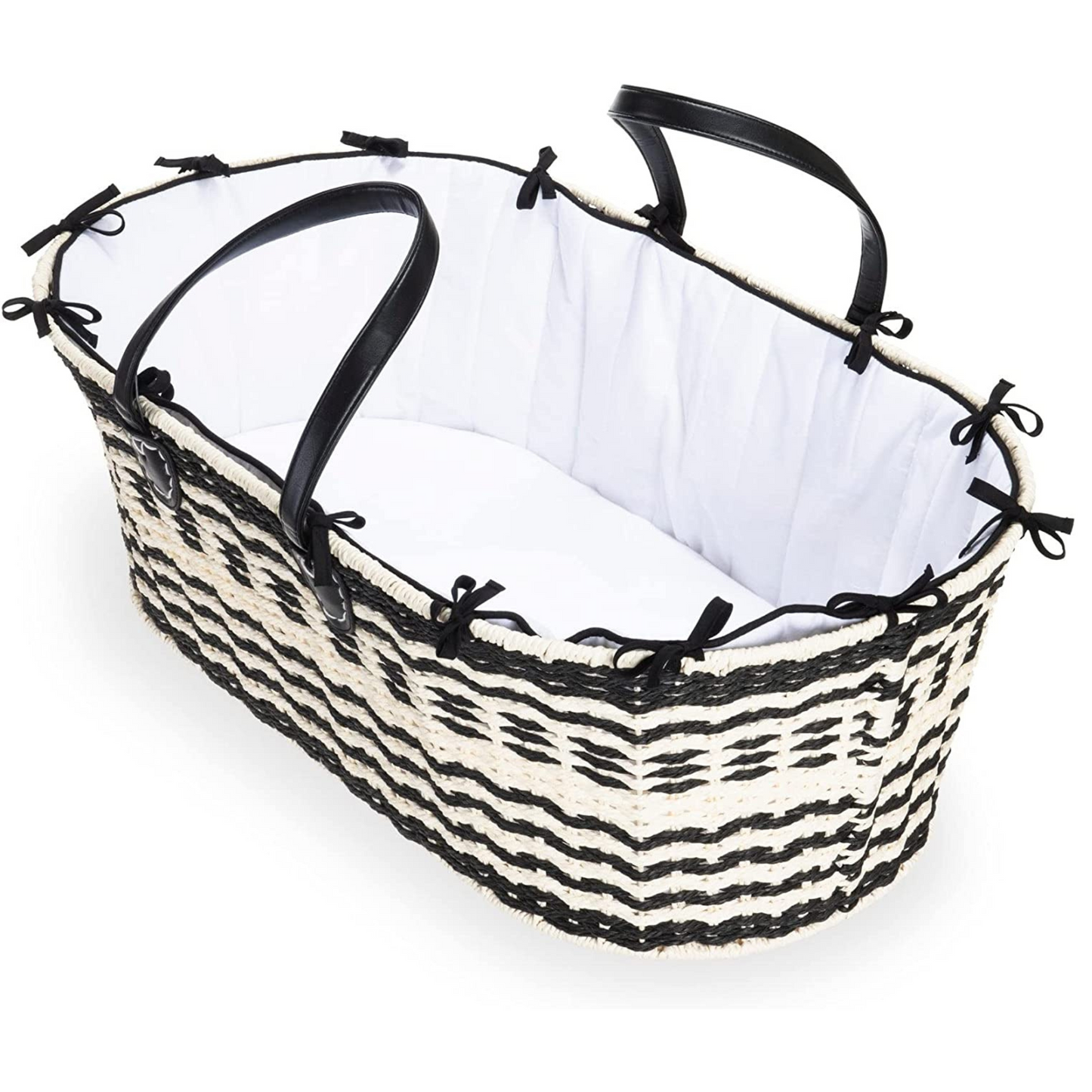 Clair De Lune Black & Cream Sustainable Moses Basket & Deluxe Rocking Stand Bundle