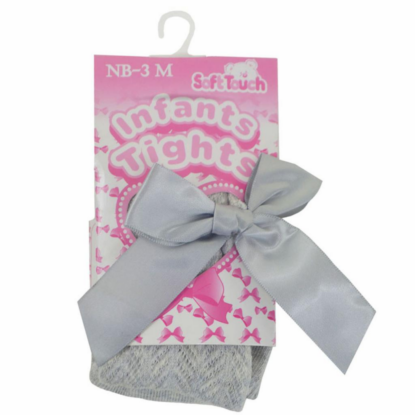 Girls Grey Tights With Back Bow