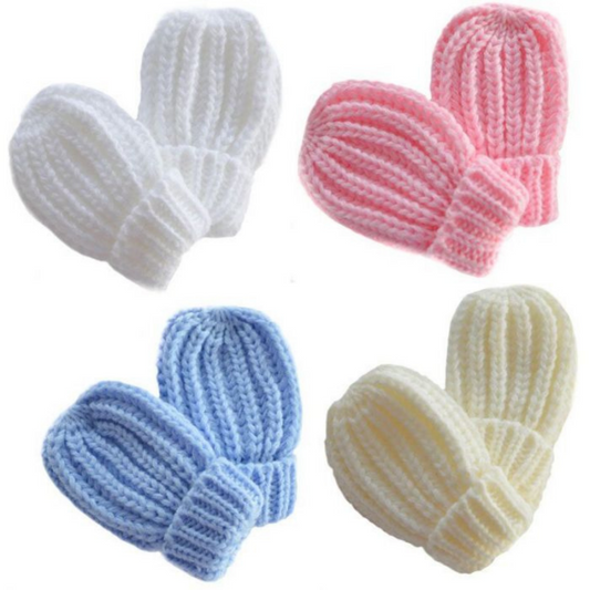 Soft Touch Ribbed Knit Baby Mittens