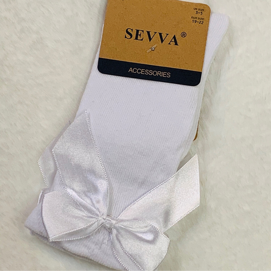 Sevva Bow Knee Socks - White