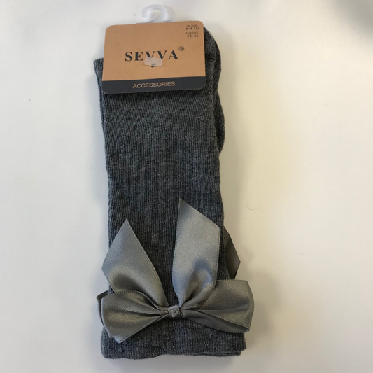 Sevva Bow Knee Socks - Grey