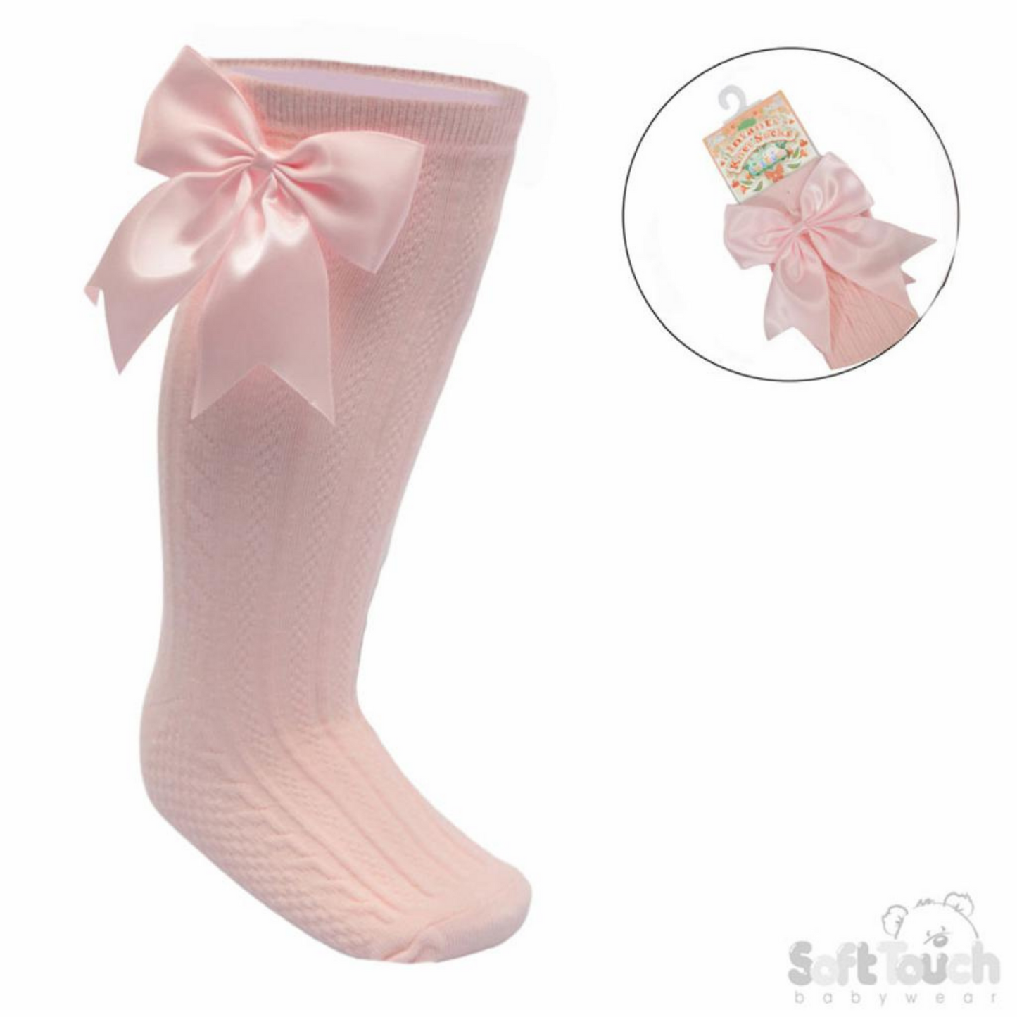 Baby Pink Ribbon Bow Knee Sock