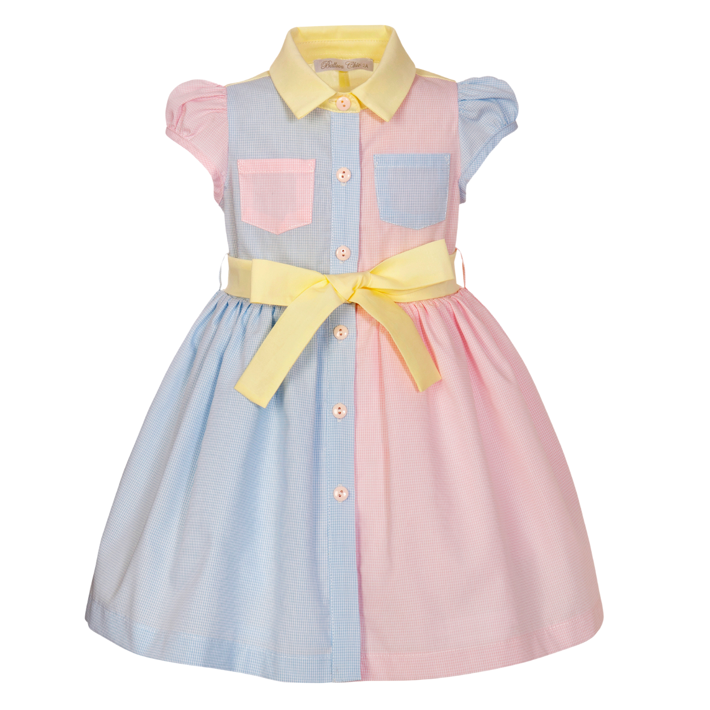 Balloon Chic Girls Lemon/Pink/Blue Shirt Dress