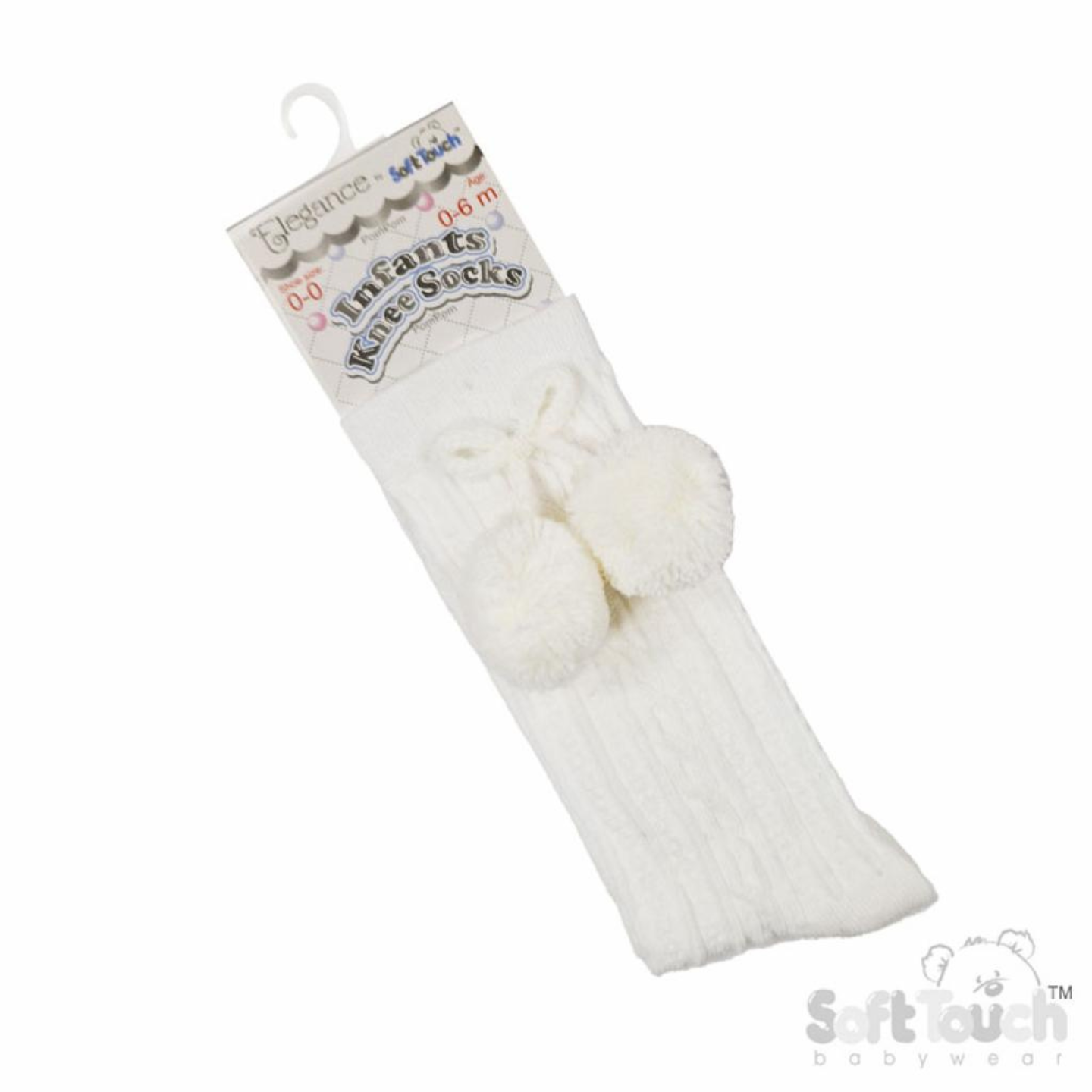 Cream Pom Pom Knee Sock - 355