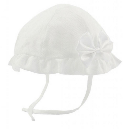 Girls White Bow Sun Hat