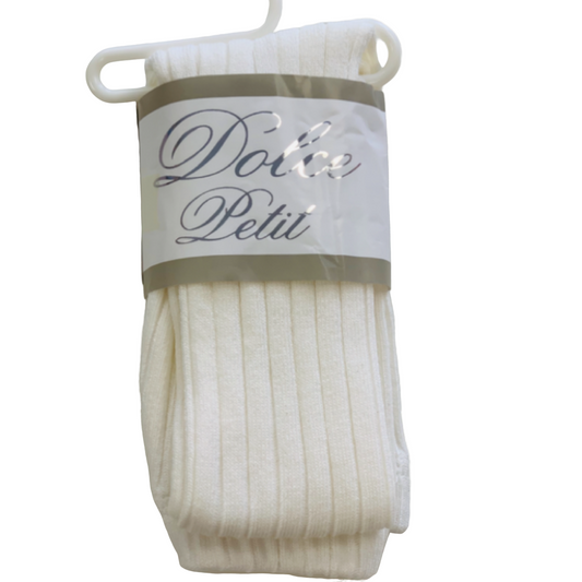 Dolce Petit Ribbed Cotton Tights - Ivory