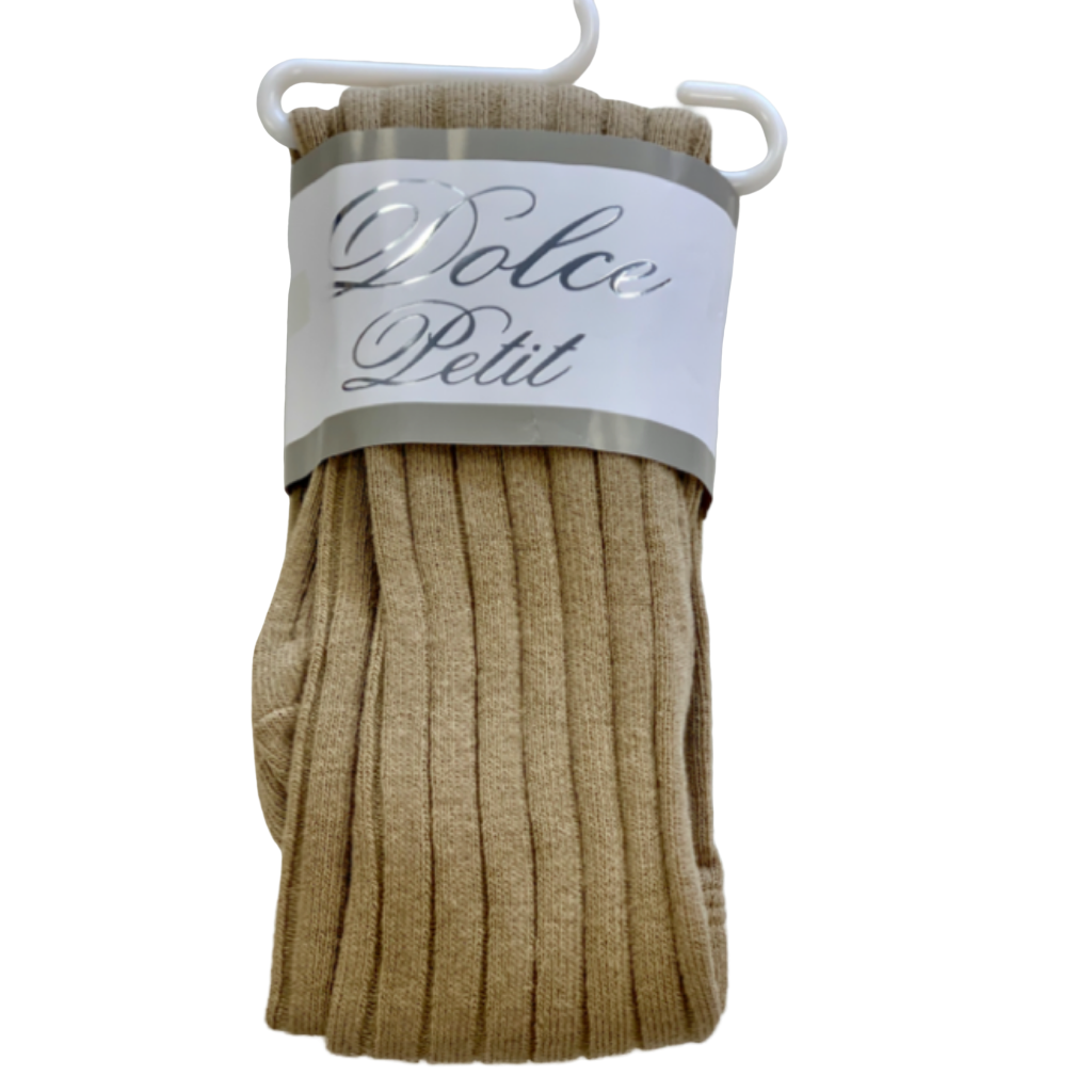 Dolce Petit Ribbed Cotton Tights - Camel