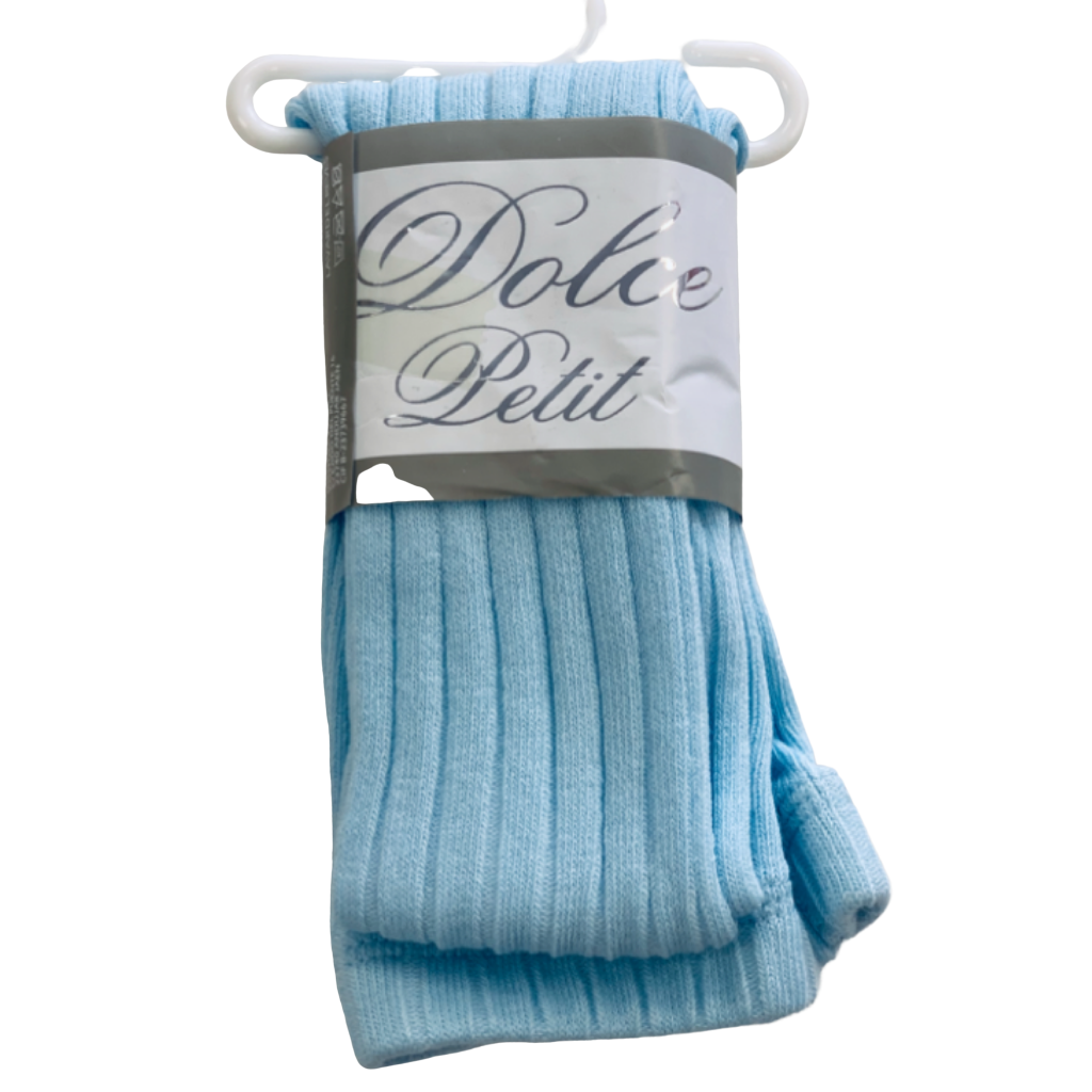 Dolce Petit Ribbed Cotton Tights - Blue