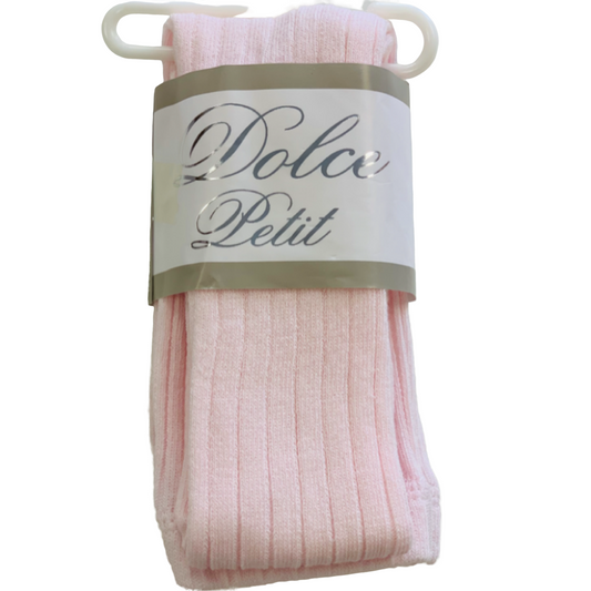 Dolce Petit Ribbed Cotton Tights - Pink